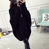 秋冬中长款毛衣套头女韩版宽松蝙蝠袖针织衫加厚外套高领冬季女装