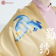 中国风女士真丝披肩桑蚕丝，材质纯手工刺绣，图案非遗蜀绣中式