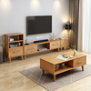 橡木色全实木电视柜茶几，组合小户型电视柜现代简约客厅2021年