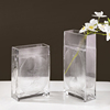 简约玻璃花瓶透明长方形花盆简约现代插花桌面，样板房客厅家居饰品