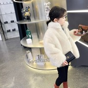香港2023年冬j季儿童女宝宝，欧美高级感气质狐狸，毛皮草(毛皮草)大衣外