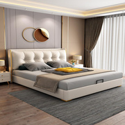 轻奢华型1.8米主卧设计真皮，双人软床北欧简约现代小户型储物婚床