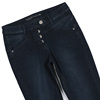 高腰牛仔裤深蓝色排扣小脚裤，夏季薄款弹力小个子，修身显瘦铅笔大码