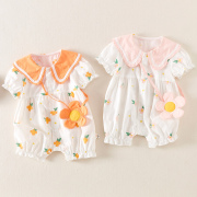 婴儿夏装连体衣可爱超洋气3-6个月女宝宝夏季纯棉薄款9新生儿衣服