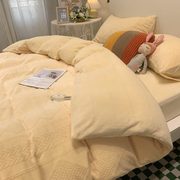 加厚保暖立体雕花绒四件套时尚简约牛奶绒剪花绒天鹅绒床上用品
