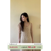 helloooeat韩版镂空针织，背心连衣裙2024早春圆领套头叠穿上衣女