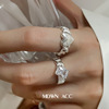 韩版s925银甜美爱心字母戒指，女复古时尚重工，链条开口指环食指戒潮