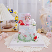 烘焙蛋糕装饰摆件粉色小帽子女孩抱兔子小女生女神蛋糕装扮配件
