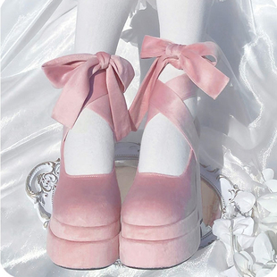 法式芭比玛丽珍高跟鞋女2024春季时尚交叉绑带粗跟lolita单鞋