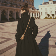 黑色风衣女2024春秋季中长款英伦风高端法式气质，韩版大衣外套