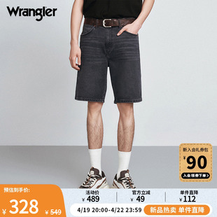 wrangler威格24春夏黑灰色，男美式复古潮流百慕大宽松牛仔短裤