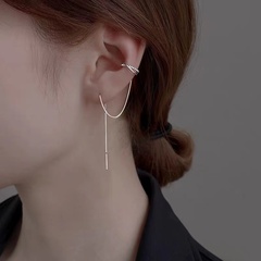 纯银流苏耳夹耳线一体式耳环女2023年潮高级感小众设计耳骨夹