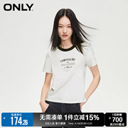 ONLY夏季时尚百搭显瘦撞色刺绣短款正肩T恤女123301025