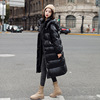黑色羽绒服女款冬季韩版宽松2023中长款时尚小个子白鸭绒外套