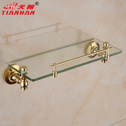 定制卫浴用品欧式全铜镀金色单层玻璃化妆台置物架浴室挂件议价