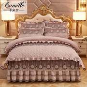 夹棉蕾丝床裙四件套公主加厚纯色床罩款床上4件套被套床单1.5m1.8