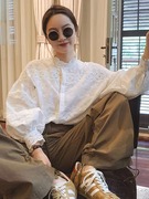 法式韩系温柔蕾丝衫，2023年夏季洋气设计感小众白色镂空上衣女