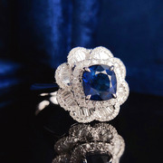 宝创集1.68克拉斯里兰卡皇家蓝宝石戒指吊坠，两用款18k金镶钻(金镶钻)小花