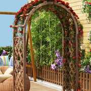 户外庭院装饰防腐木花园门碳化葡萄架半圆网格花架子拱形爬藤拱门