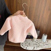1-5岁女宝宝软绵绵毛衣双面绒上衣女婴儿秋冬装3女童针织打底衫