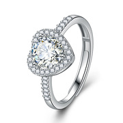 S925银日韩时尚爱心戒指女个性开口心形指环镶嵌锆石对戒戒子