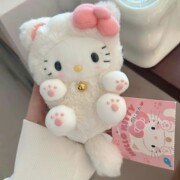 长尾巴hellokitty凯蒂猫包包公仔黑皮挂件哈喽kt猫毛绒挂饰hallo