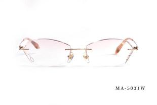 万金宝女款商务眼镜无框切边镶钻大师近视纯钛镜框 MA-5031W