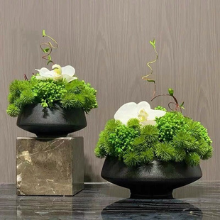 现代新中式仿真花艺套装 样板间会所茶几软装饰品花艺摆件