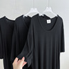 韩国版型设计简约百搭垂感纯色宽松大码中长款短袖T恤女夏莫代尔