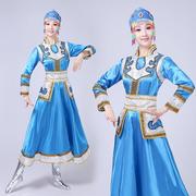 成人蒙古族演出服女内蒙古舞蹈服装蒙古袍少数民族表演连衣裙