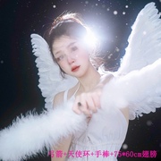 仙女公主拍照写真摄影白色天使羽毛翅膀朱丽叶舞会演出酒吧道具