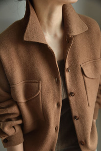 apcshop设计2023秋冬季保暖针织羊绒毛呢外套女加厚夹克外搭