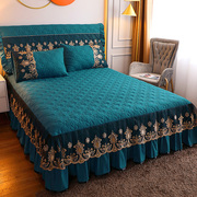 夹棉床裙式蕾丝床罩三件套1.5m1.8*2m家用防尘美观可机洗加厚床套