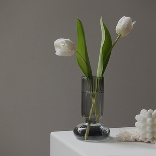 北欧简约创意玻璃花瓶透明水养，插花瓶玫瑰百合花客厅摆件网红花器