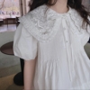 2024年夏季女童娃娃领蕾丝公主裙韩版女生宽松白色连身裙中大童装