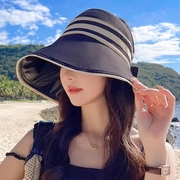 日本专业级防晒帽黑胶渔夫帽可折叠夏季遮阳帽子女沙滩帽防紫外线