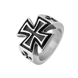 时尚钛钢男式戒指，欧美个性复古立体大十字架，钛钢戒指指环