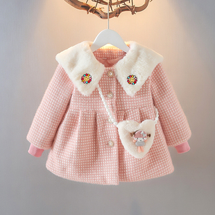 女童冬装1外套0-4岁女宝宝冬天衣服，婴儿加绒上衣小女孩呢子毛毛衣(毛毛衣)