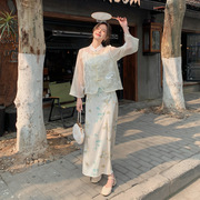 女装时尚休闲套装2024年夏季禅意新中式女装三件套裙 Y24022