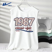 回力白色背心男款潮牌1987跑步运动坎肩夏季速干冰丝无袖t恤男士