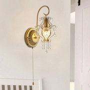 法式水晶壁灯免布线充电客厅卧室床头镜前灯现代走廊过道欧式灯具