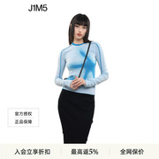 J1M5买手店 DEEPMOSS 23春夏淡蓝色虚化海星长袖上衣T恤修身