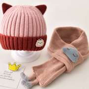 婴儿秋冬帽子毛线帽可爱超萌婴幼儿一岁2女宝宝，1x女童针套头帽