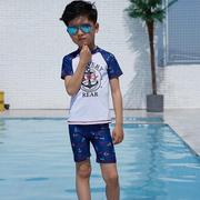 男童泳衣个性印花分体式游泳衣两件套玩水游泳馆训练泳装