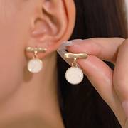 法式轻奢哑光几何耳环女ins风欧美创意设计滴油圆形耳钉耳饰