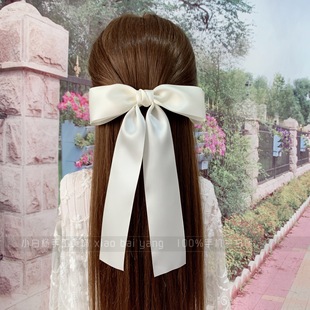 奶白色超大蝴蝶结飘带发饰少女，顶夹边夹新娘，婚礼头饰品发圈头绳