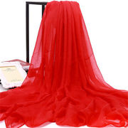  纯色大红丝巾韩版雪纺围巾披肩两用纱巾防嗮沙滩巾