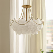 艺术居卧室灯现代法式轻奢贝壳玻璃吊灯美式复古餐厅客厅中山灯具