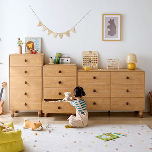 儿童斗柜收纳柜实木五斗橱柜卧室，柜子靠墙，木制抽屉式六斗柜储物柜