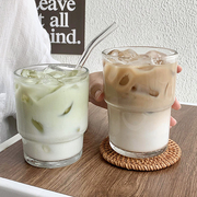 透明玻璃咖啡杯ins风高颜值水杯子，冰美式拿铁牛奶杯冷饮料杯家用